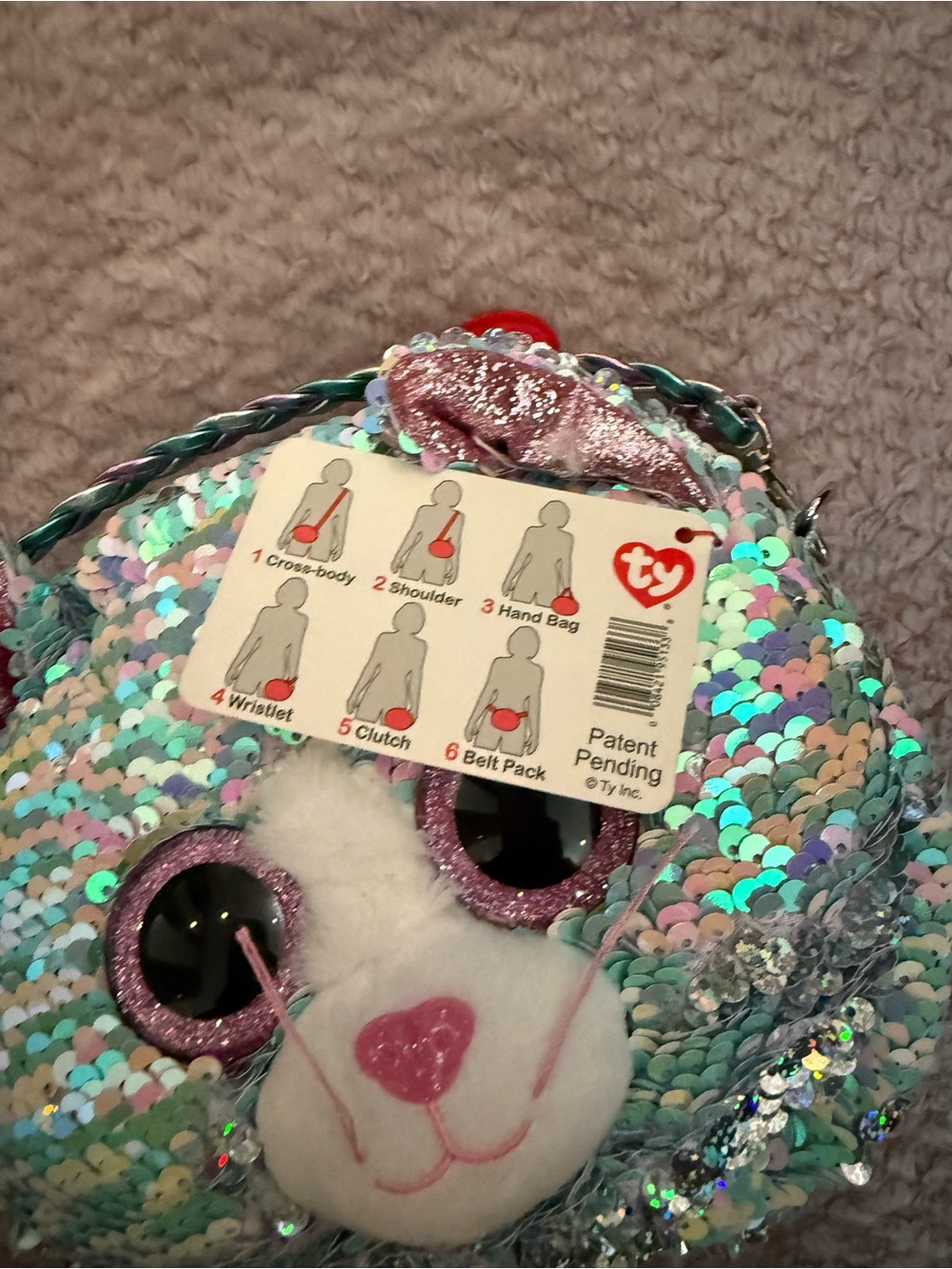 Ty Sequin Cat Crossbody Bag in Iridescent/Pink NWT 🌸✨ - Picture 3 of 6